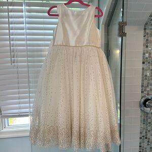 David’s Bridal ivory and gold flower girl dress, size 8